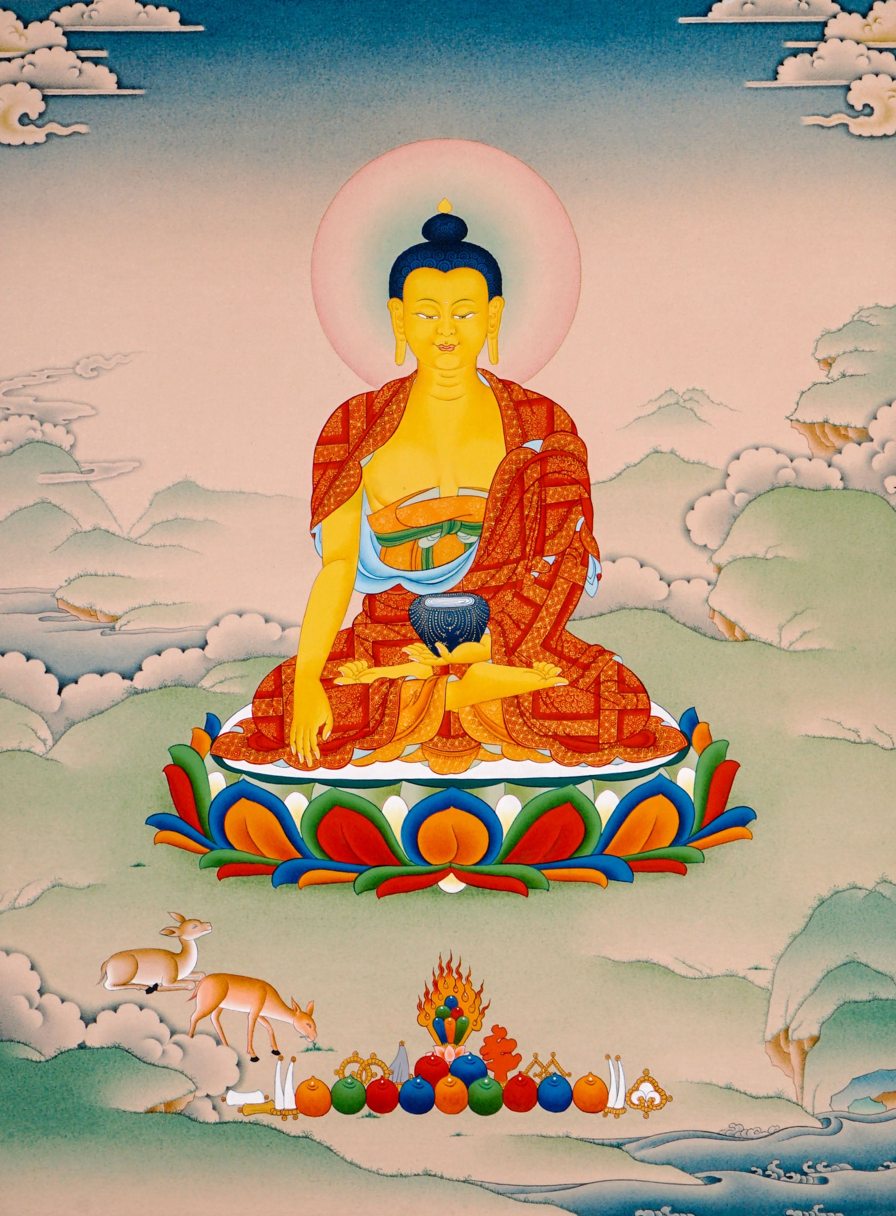 sacred himalayan shakyamuni buddha painting