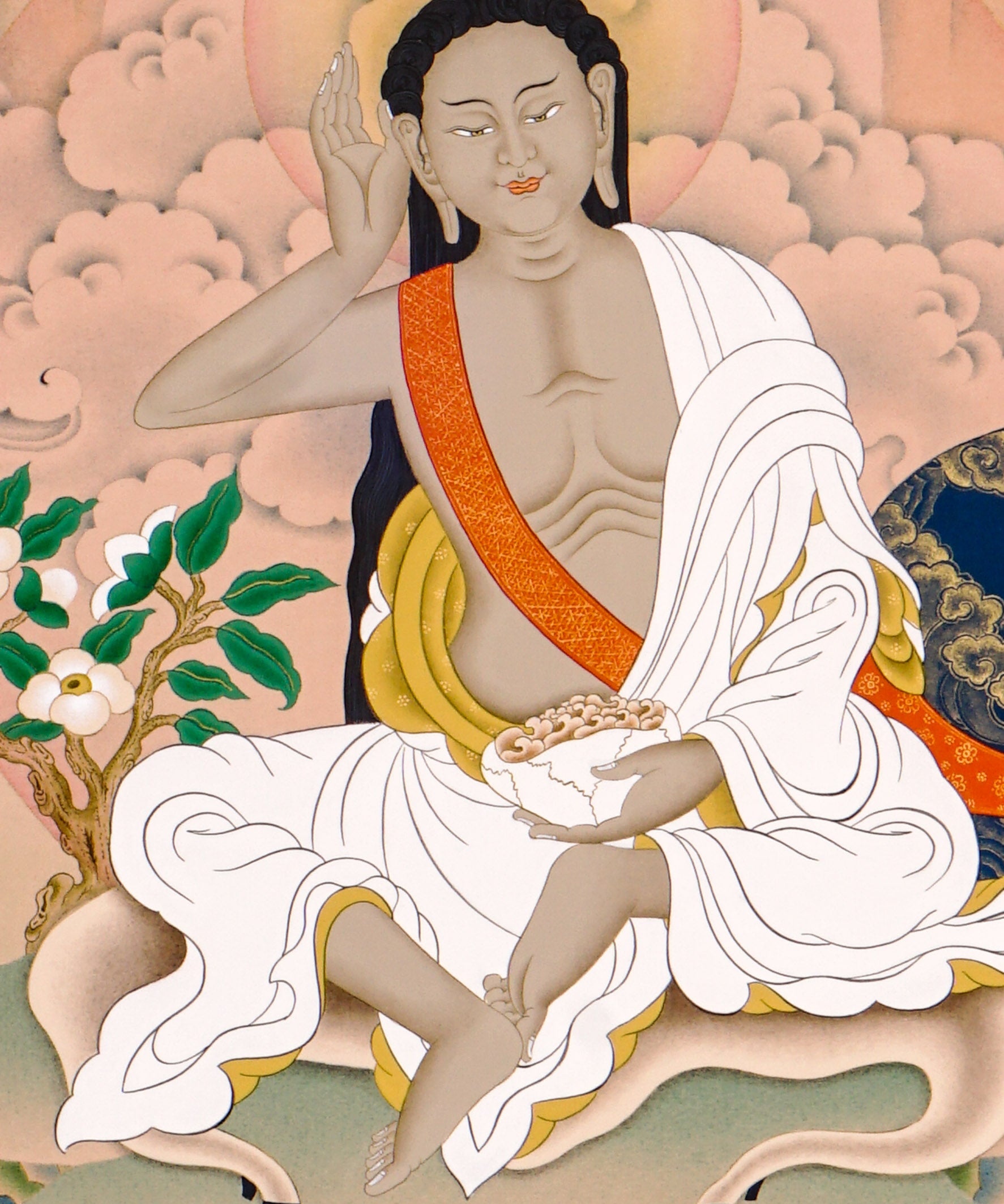 buddhist milarepa thangka art with meditation pose