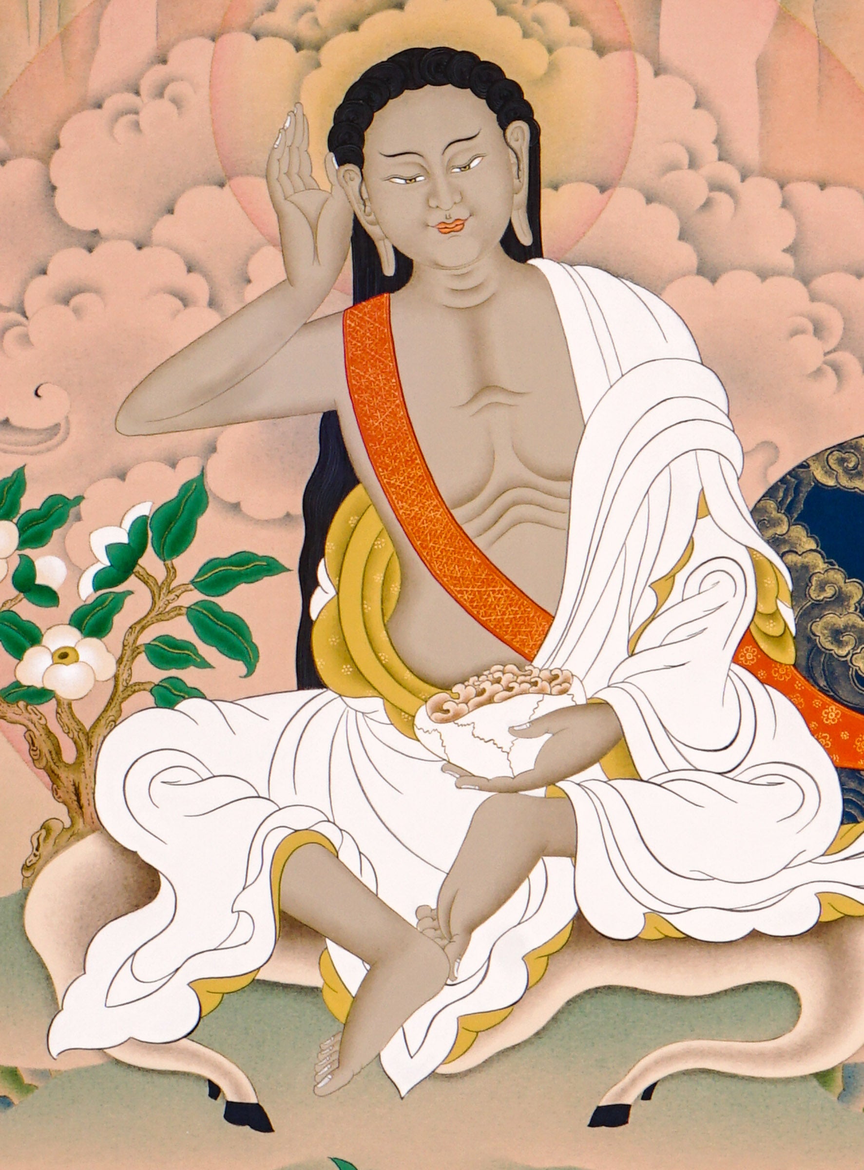 buddhist milarepa thangka art with meditation pose