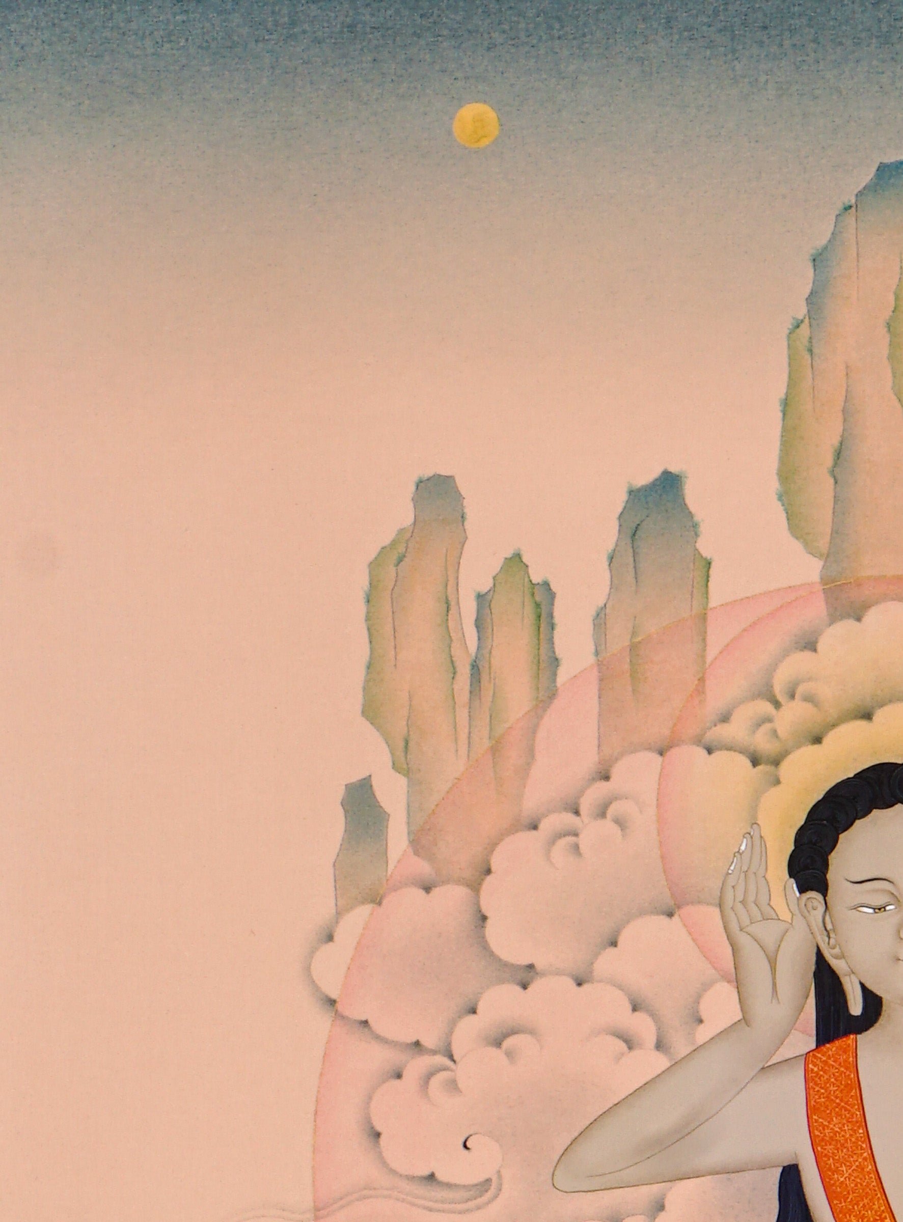 buddhist milarepa thangka art with meditation pose