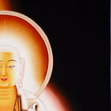 Serene Buddhist thangka painting of Kṣitigarbha Bodhisattva