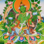 Sacred Green Tara thangka symbolizing compassion and protection