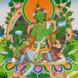 Sacred Green Tara thangka symbolizing compassion and protection