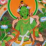 Sacred Green Tara thangka symbolizing compassion and protection