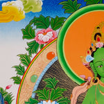 Sacred Green Tara thangka symbolizing compassion and protection