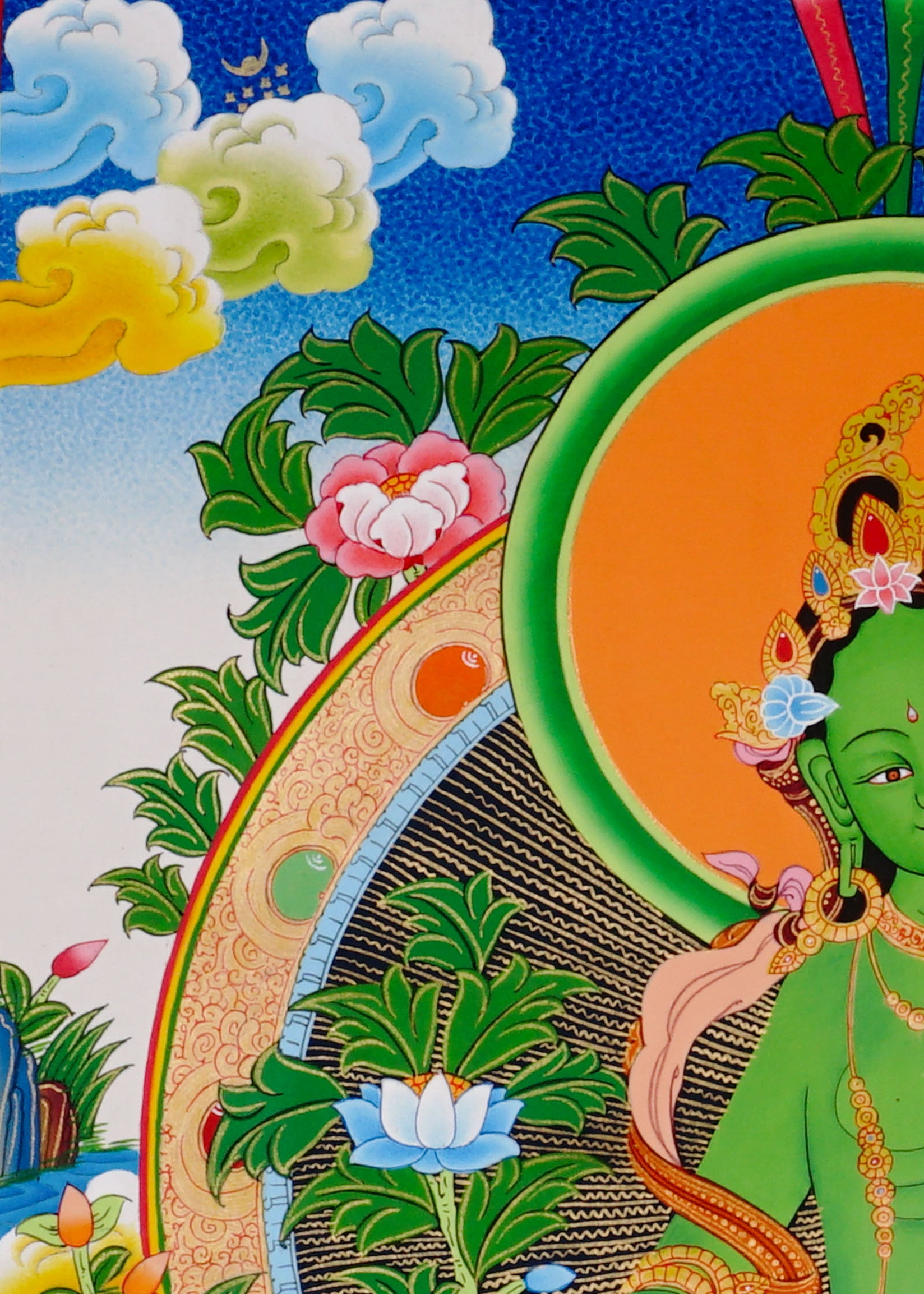 Sacred Green Tara thangka symbolizing compassion and protection