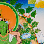 Sacred Green Tara thangka symbolizing compassion and protection