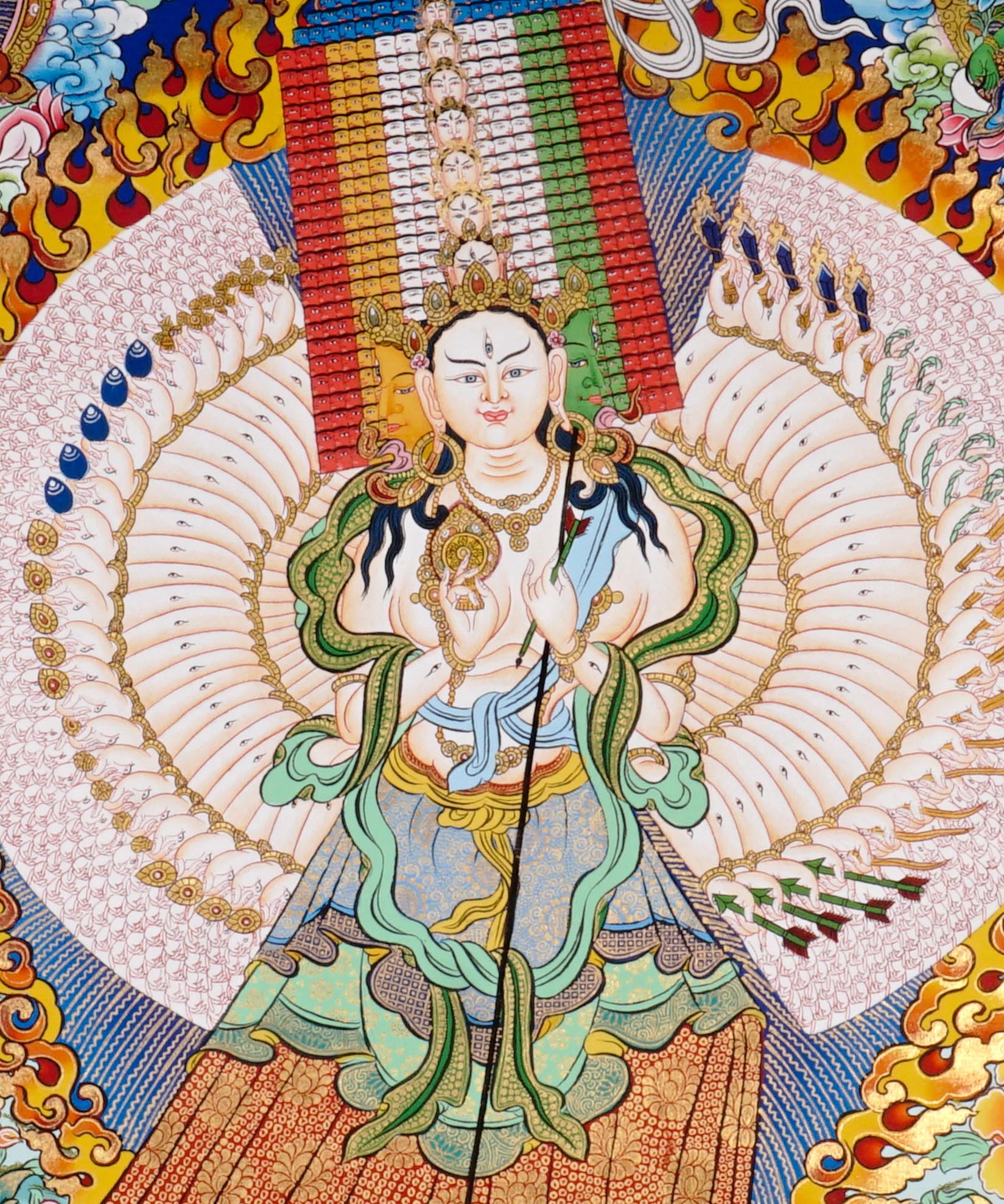 Himalayan Dhukkar painting with fiery halo and lotus motifs
