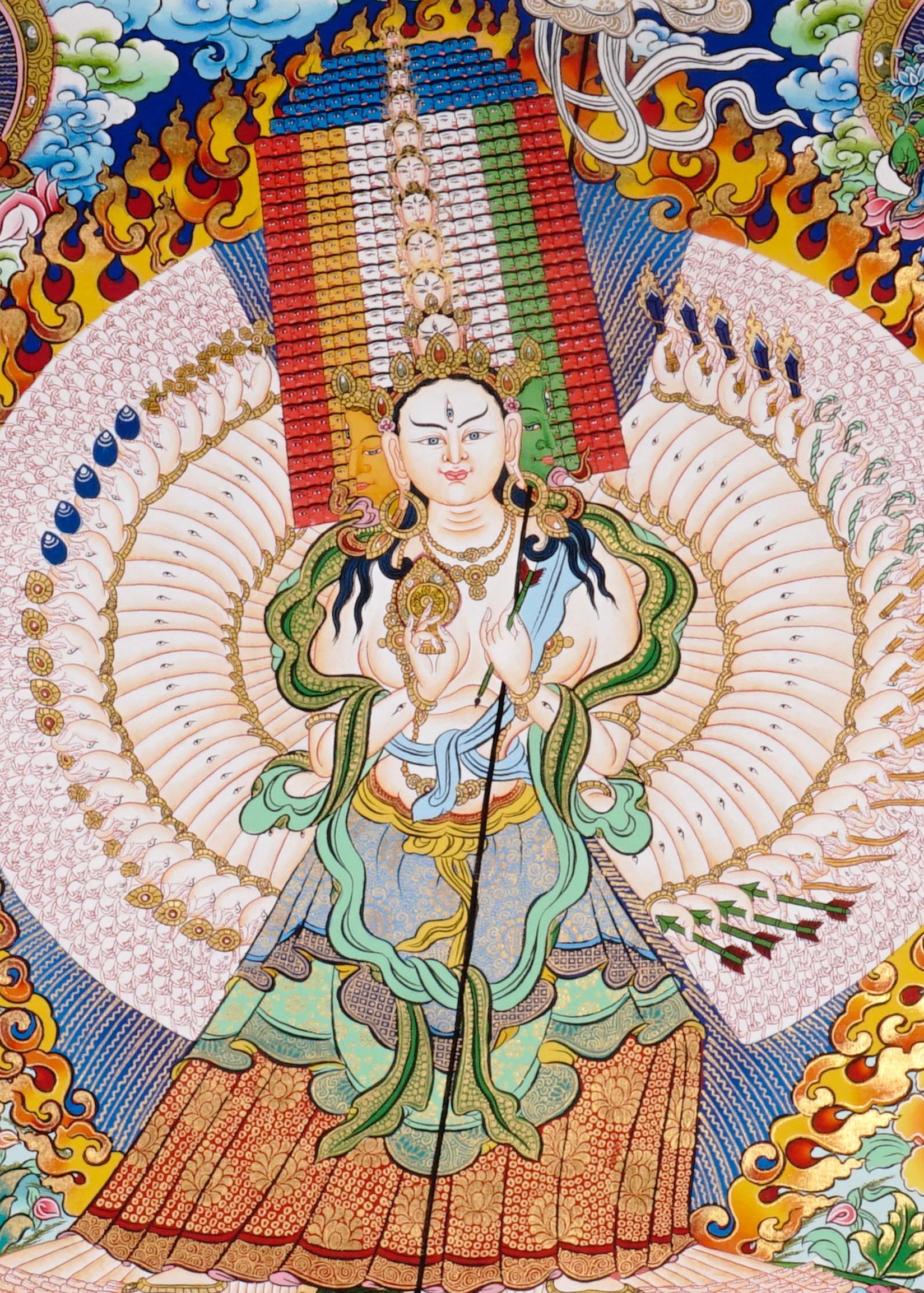 Himalayan Dhukkar painting with fiery halo and lotus motifs