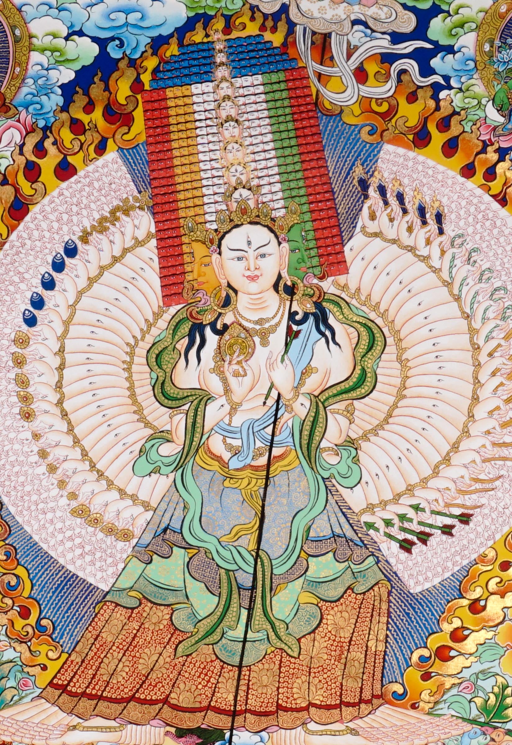 Himalayan Dhukkar painting with fiery halo and lotus motifs