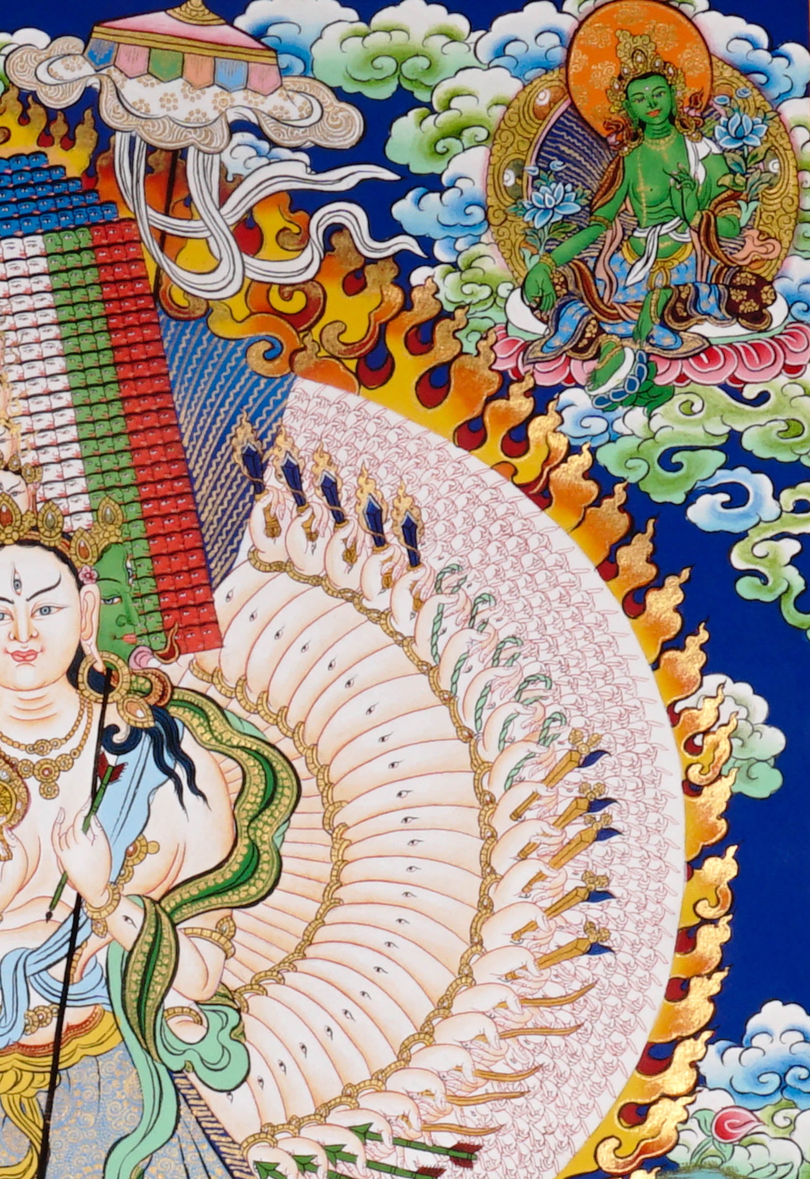 Himalayan Dhukkar painting with fiery halo and lotus motifs