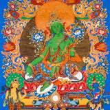 Sacred Green Tara thangka symbolizing compassion and protection