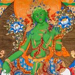 Sacred Green Tara thangka symbolizing compassion and protection