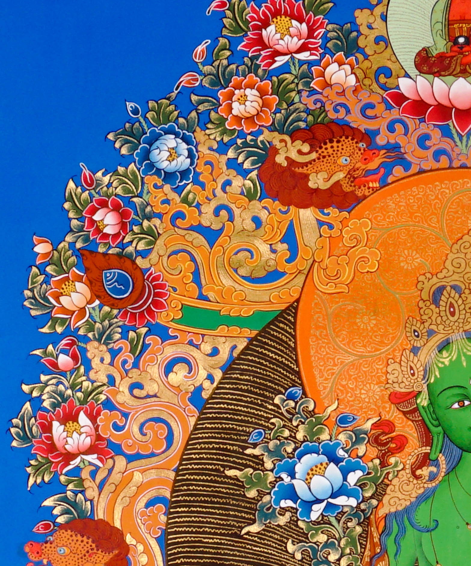 Sacred Green Tara thangka symbolizing compassion and protection