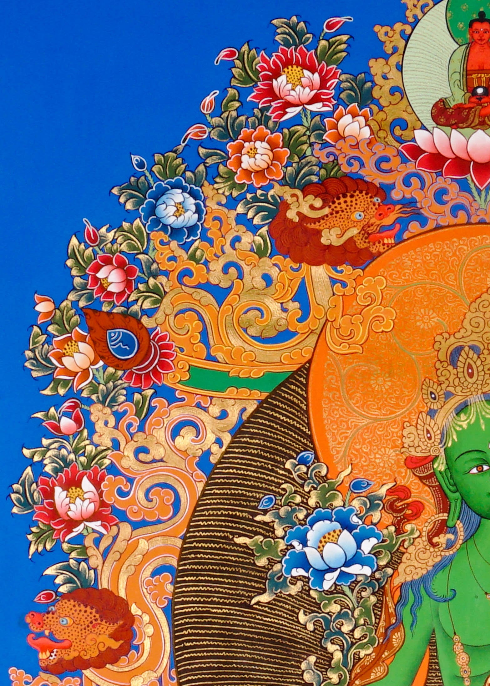 Sacred Green Tara thangka symbolizing compassion and protection