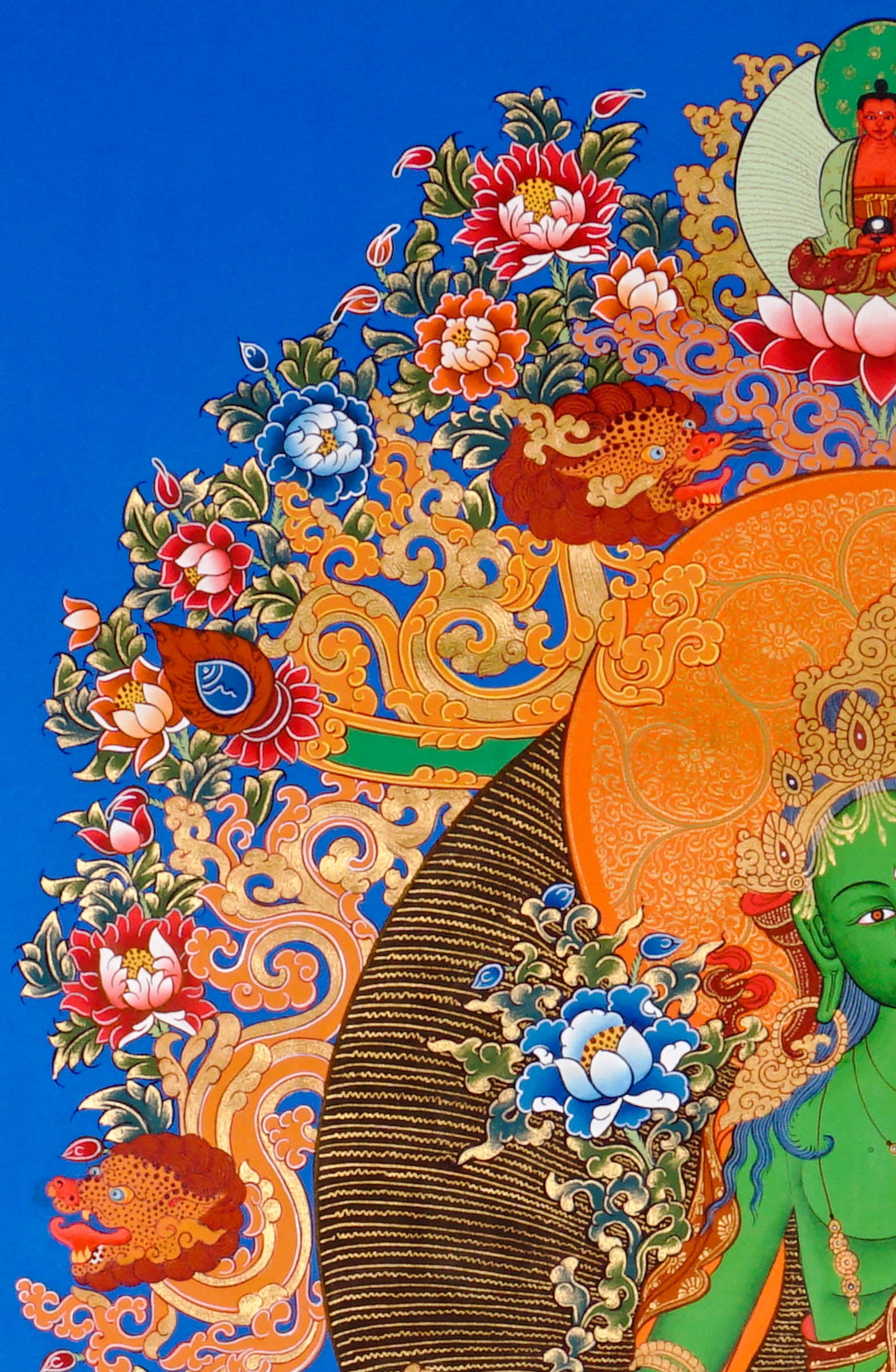 Sacred Green Tara thangka symbolizing compassion and protection