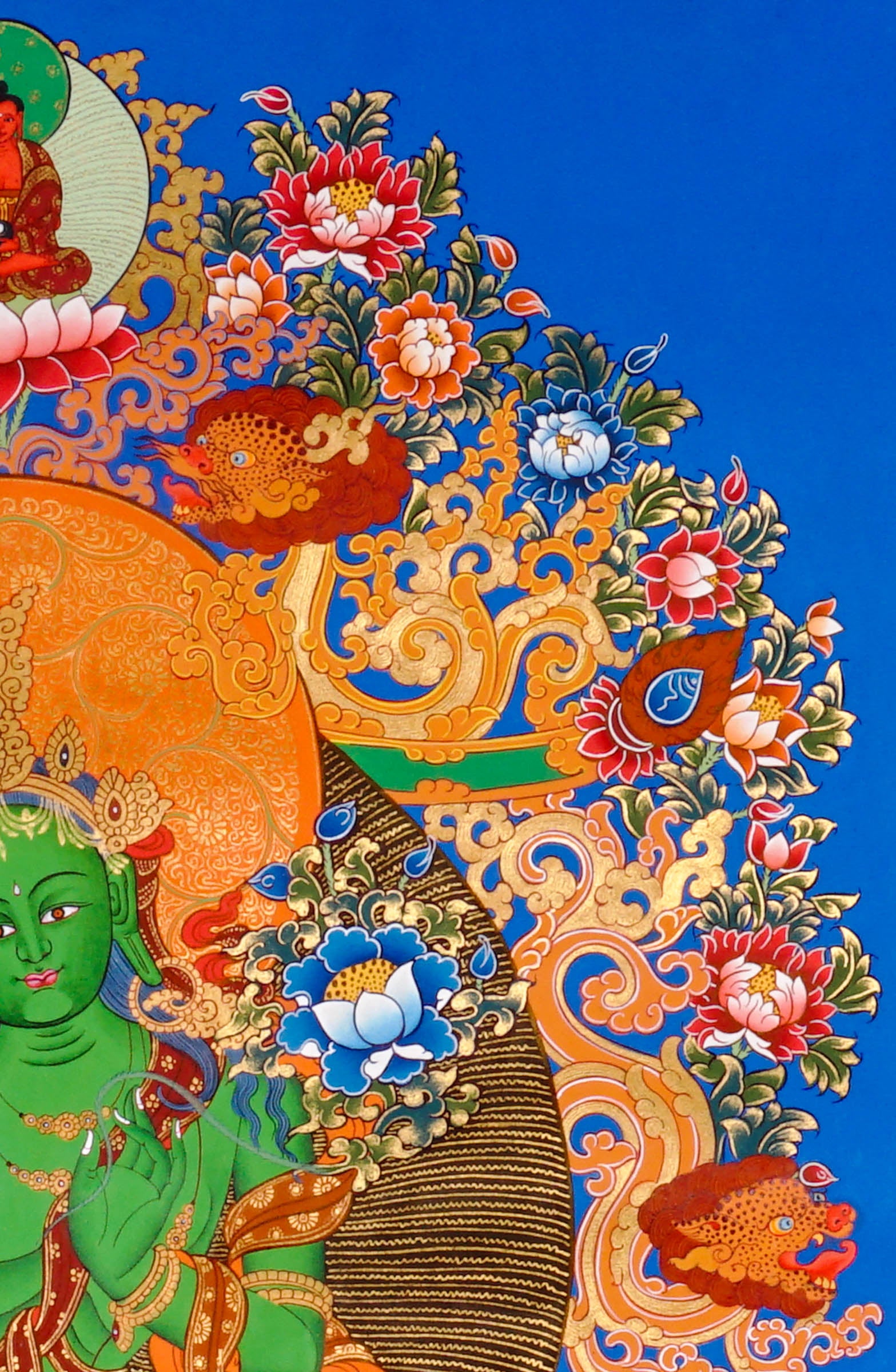 Sacred Green Tara thangka symbolizing compassion and protection