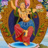 Newari Manjushree thangka depicting the Bodhisattva of Wisdom in dancing posture
