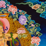 Newari Manjushree thangka depicting the Bodhisattva of Wisdom in dancing posture