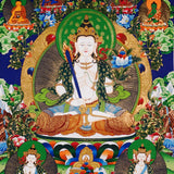 Akash Garva thangka with Five Dhyani Buddhas and lotus flowers