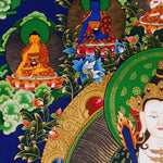 Akash Garva thangka with Five Dhyani Buddhas and lotus flowers