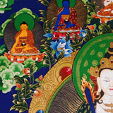 Akash Garva thangka with Five Dhyani Buddhas and lotus flowers