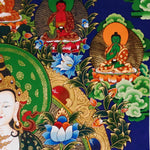 Akash Garva thangka with Five Dhyani Buddhas and lotus flowers