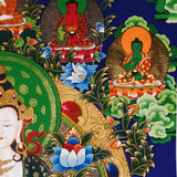Akash Garva thangka with Five Dhyani Buddhas and lotus flowers