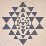 Blue and gold Shree Yantra symbol painting for meditation space