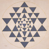 Blue and gold Shree Yantra symbol painting for meditation space
