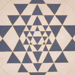 Blue and gold Shree Yantra symbol painting for meditation space