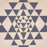 Blue and gold Shree Yantra symbol painting for meditation space