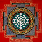 Hand-painted Sri Chakra mandala artwork on cotton canvas