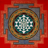 Hand-painted Sri Chakra mandala artwork on cotton canvas