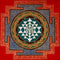 Hand-painted Sri Chakra mandala artwork on cotton canvas