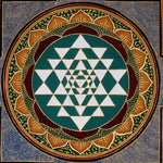 Hand-painted Sri Chakra mandala artwork on cotton canvas