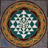Hand-painted Sri Chakra mandala artwork on cotton canvas