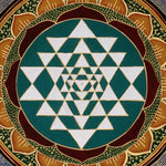 Hand-painted Sri Chakra mandala artwork on cotton canvas