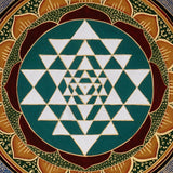 Hand-painted Sri Chakra mandala artwork on cotton canvas