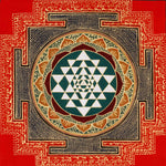 Hand-painted Sri Chakra mandala artwork on cotton canvas