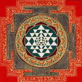 Hand-painted Sri Chakra mandala artwork on cotton canvas