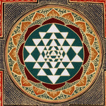 Hand-painted Sri Chakra mandala artwork on cotton canvas
