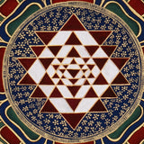 Sacred geometry mandala featuring Sri Yantra and lotus petals