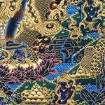Six Hand Mahakala Thangka Painting showing a wrathful Tibetan Buddhist protector deity with six arms, flame aura, skull crown and gold sacred detailing.