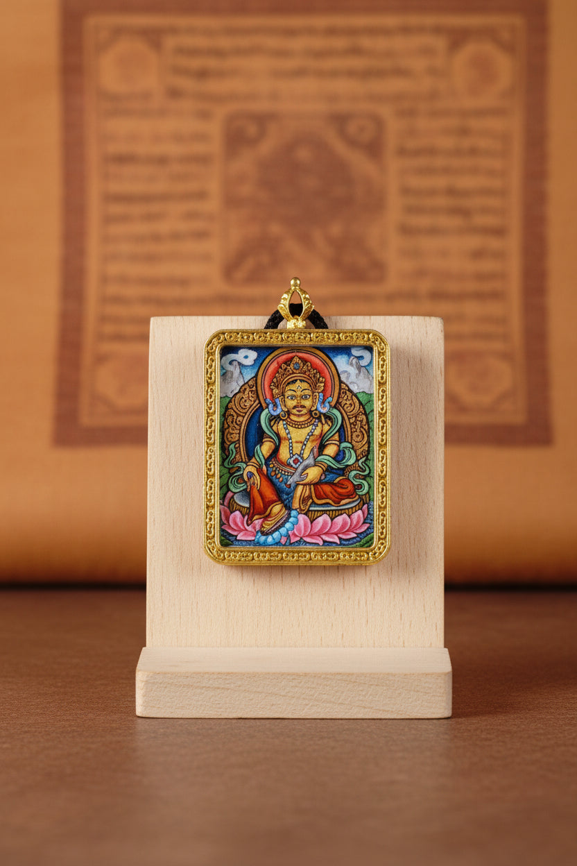 Zambala Ghau Thangka hand painted Tibetan wealth deity miniature artwork 