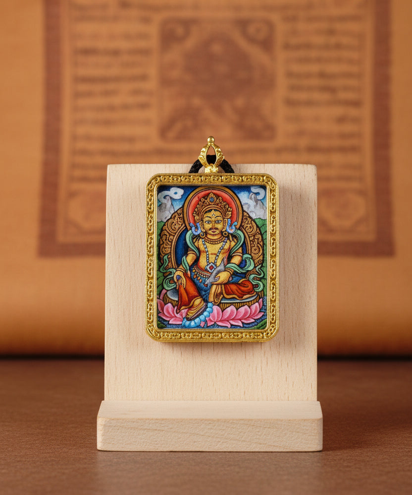 Zambala Ghau Thangka hand painted Tibetan wealth deity miniature artwork 