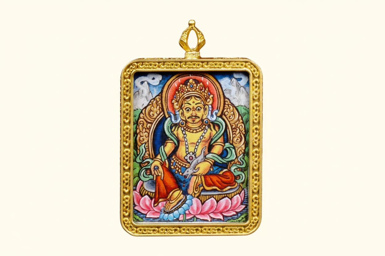 Zambala Ghau Thangka hand painted Tibetan wealth deity miniature artwork 