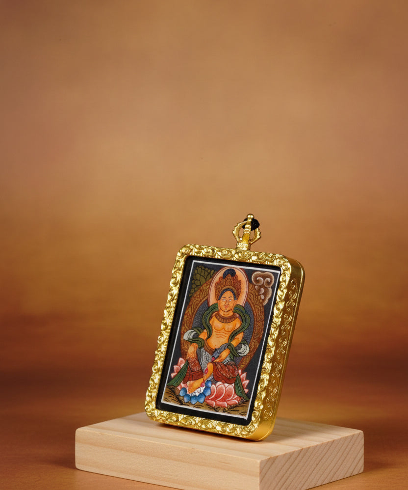 Zambala Tibetan thangka painting handmade in Nepal miniature ghau style