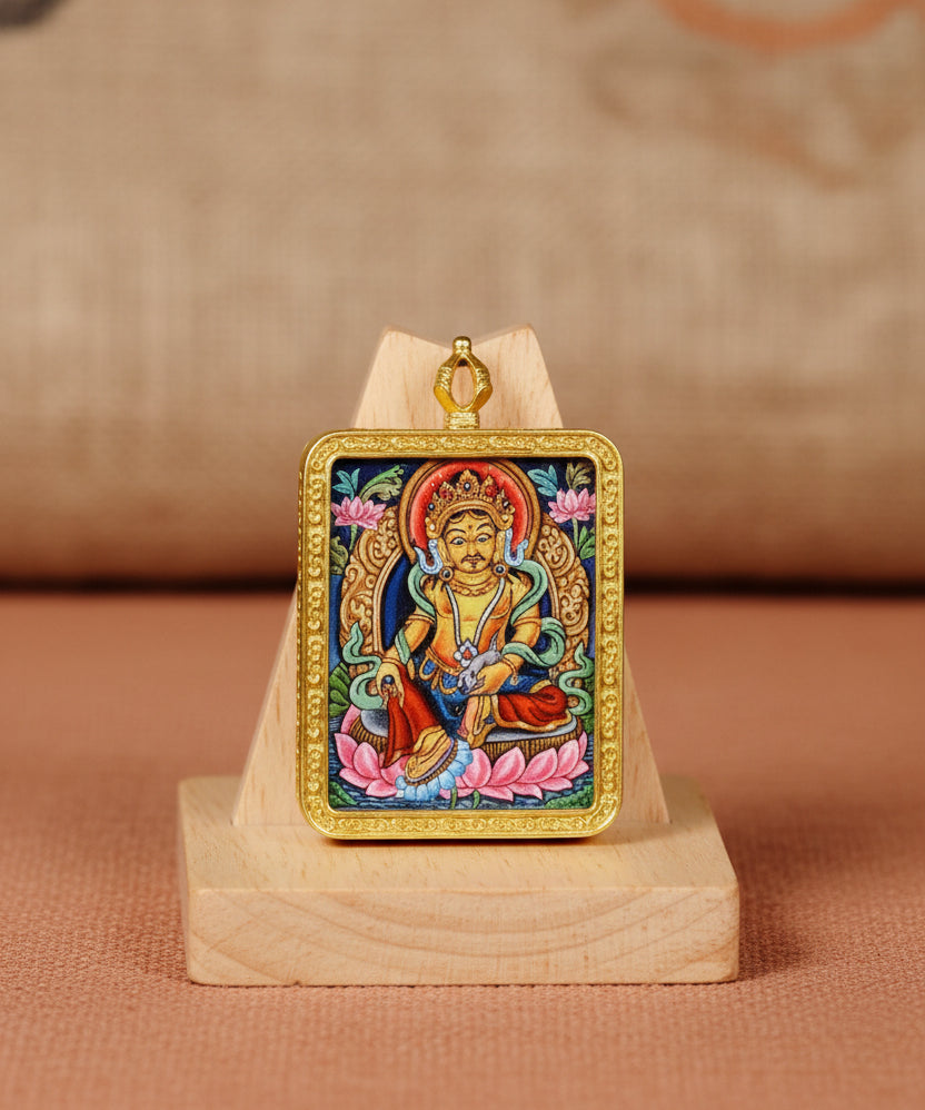 Yellow Zambala wealth deity thangka traditional Himalayan art