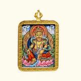 Yellow Zambala wealth deity thangka traditional Himalayan art